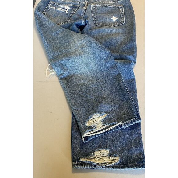 Gap Jeans Womens Size 6/ 28P Distressed Denim Cheeky Straight Hi-Rise Button Fly - Picture 3 of 9